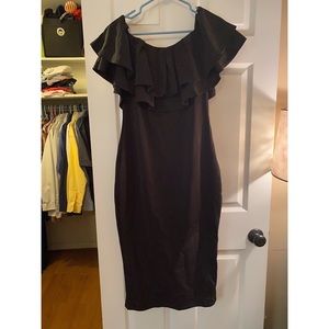 Black Bardot Top Midi Dress